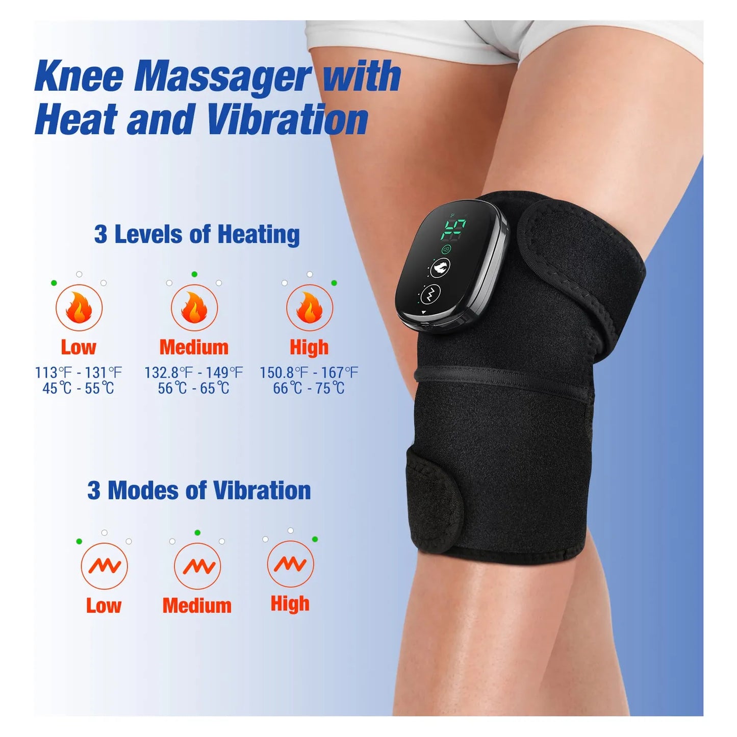 Masajeador De Rodilla Eléctrico Con Calor Y Vibración Almohadilla Térmica Para Artritis