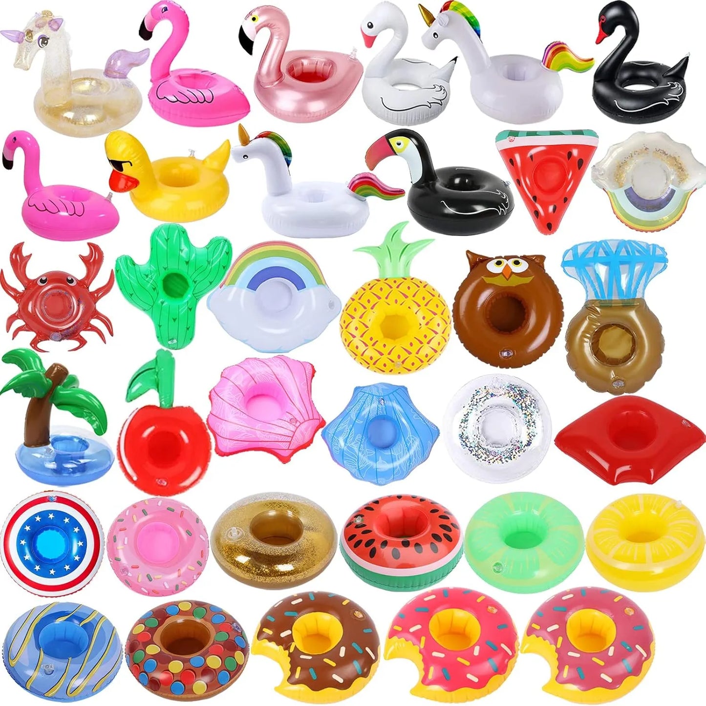Pack De 35 Soporte De Bebida Inflable Flotadores Divertidos Para Piscina