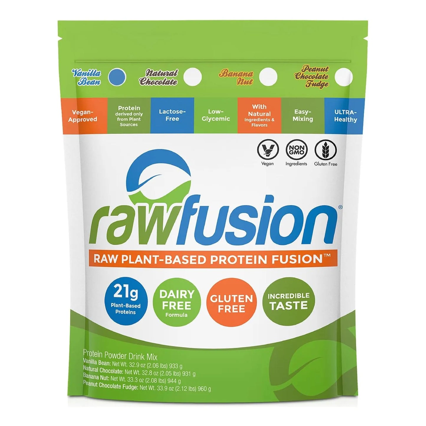 Proteina Vegana Chocolate Rawfusion Plantas Polvo 1 Libra Nutricion Muscular