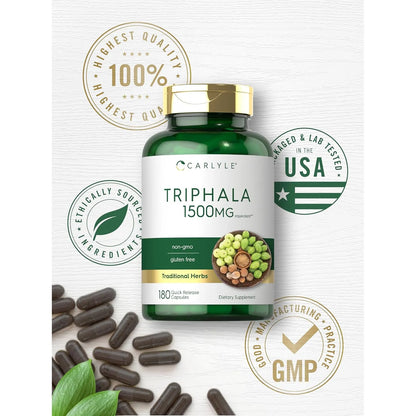 Carlyle Triphala Capsulas 1500 Mg 180 Unidades Digestión Natural Sin Gluten