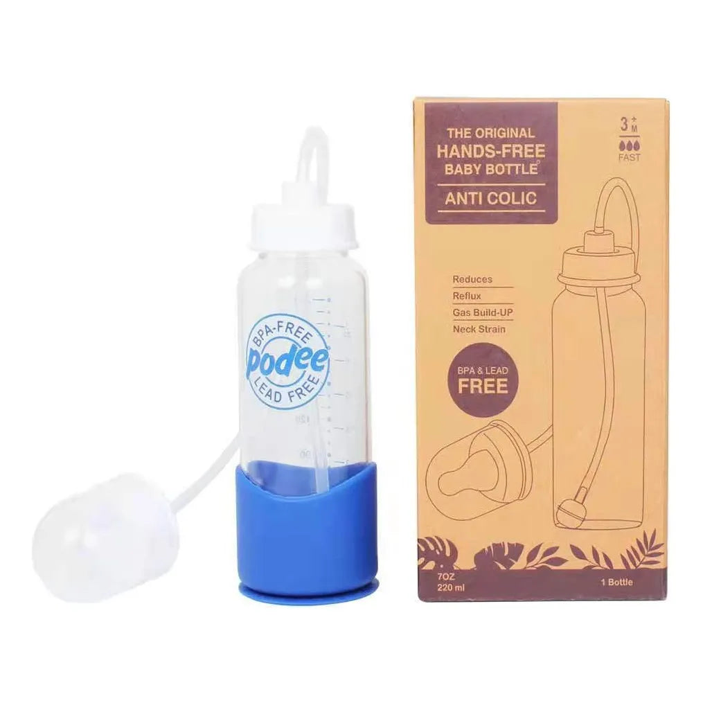 Hands Free Baby Bottle Sistema De Biberón Anticólico De Alimentación Autónoma 7 Oz Azul