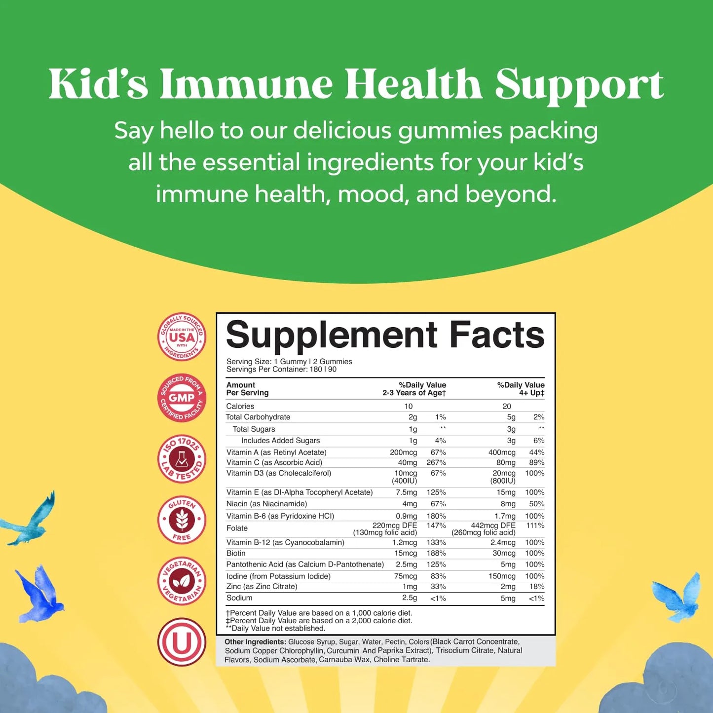 Gomitas Multivitamínicas Para Niños Con Vitaminas A C D3 E B Zinc Sin Gluten