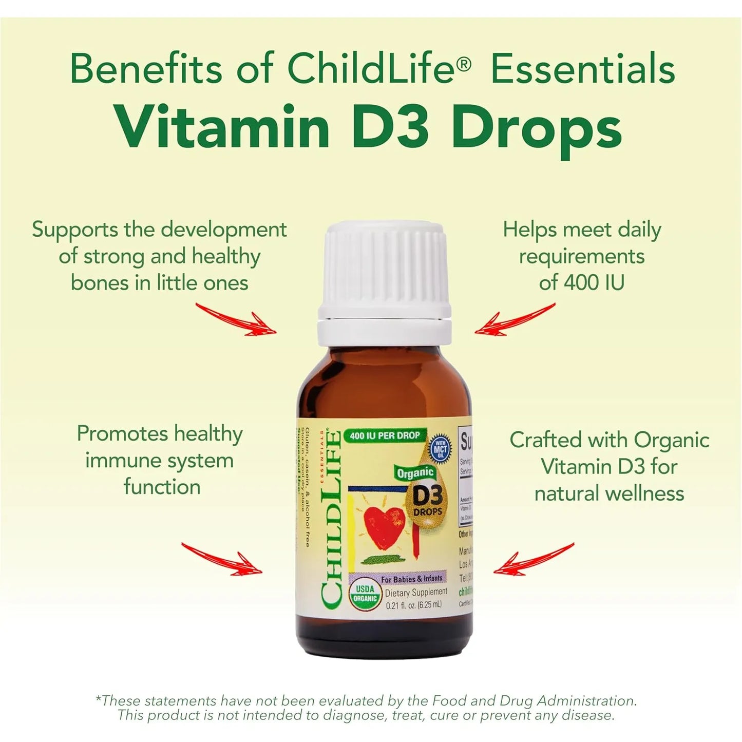 Gotas Organicas Vitamina D3 Para Bebes 400 Ui Childlife Essentials Huesos Fuertes Sistema Inmunologico