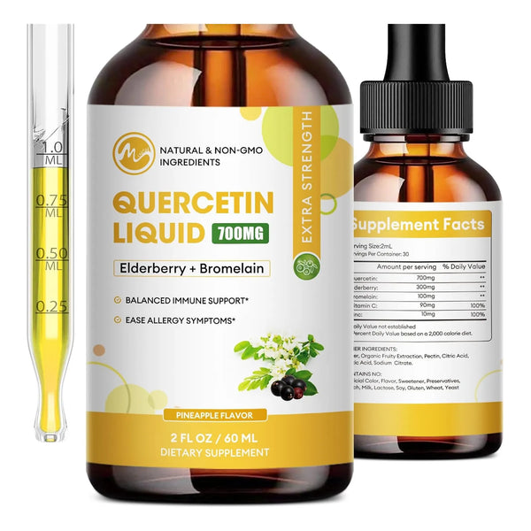 Gotas Líquidas De Quercetina 1000 Mg Potencia 4 Veces Superior Sabor Piña