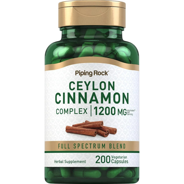 Capsulas De Canela De Ceilan 1200 Mg 200 Unidades Extracto Vegetariano Sin Gluten