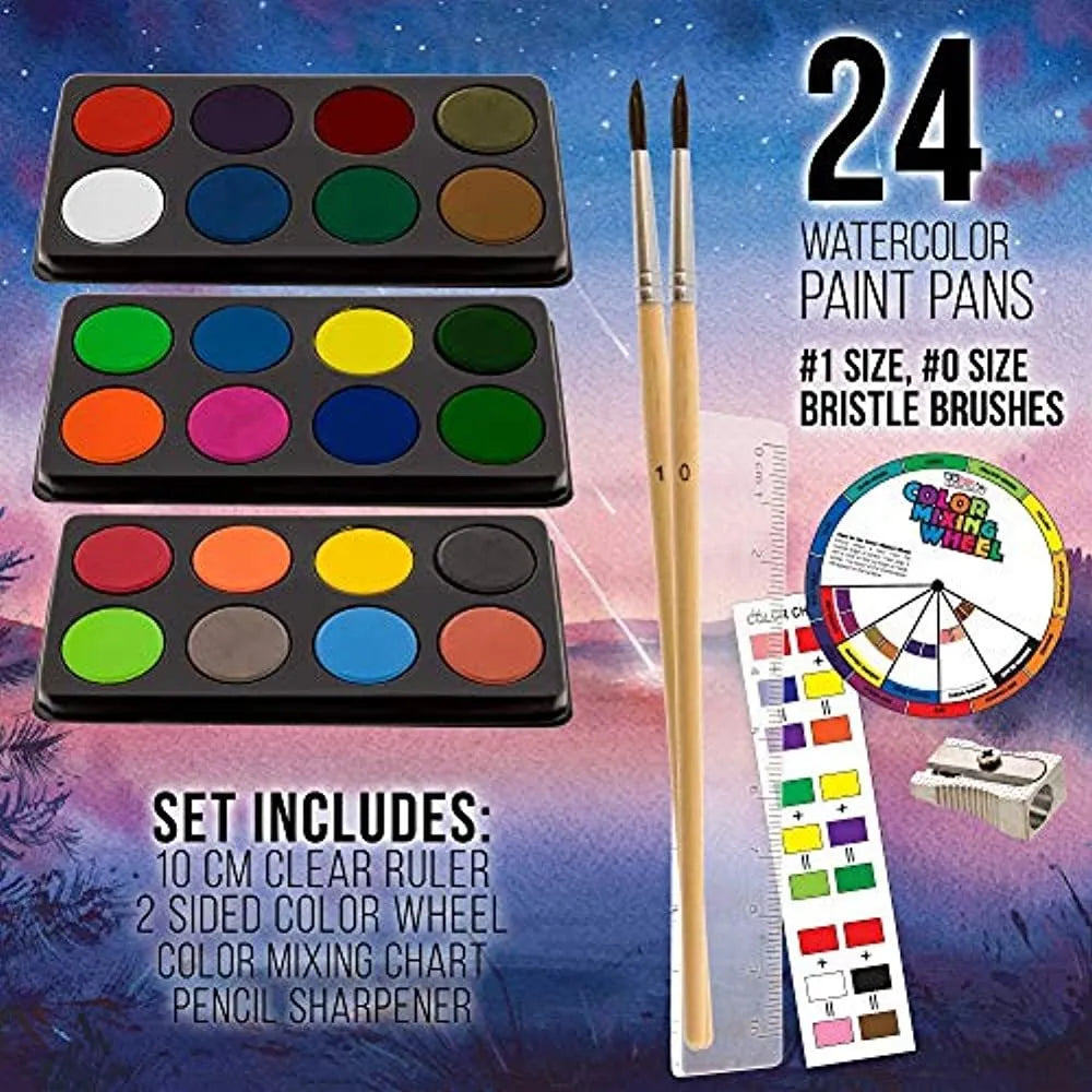Set De Arte 162 Piezas Mega Caja Madera US Art Ideal Para Principiantes Y Profesionales