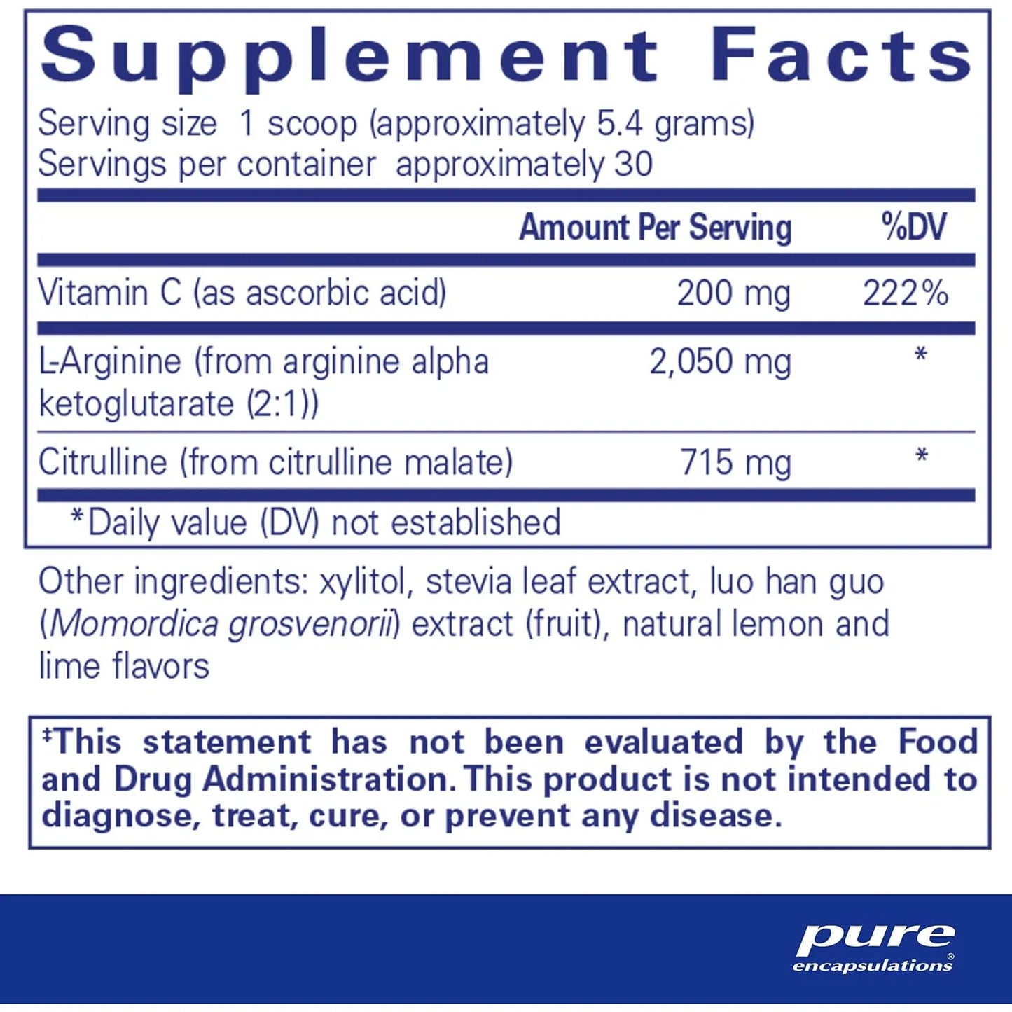 Soporte De Óxido Nítrico Pure Encapsulations 5.7 Onzas Energía Muscular Y Circulación
