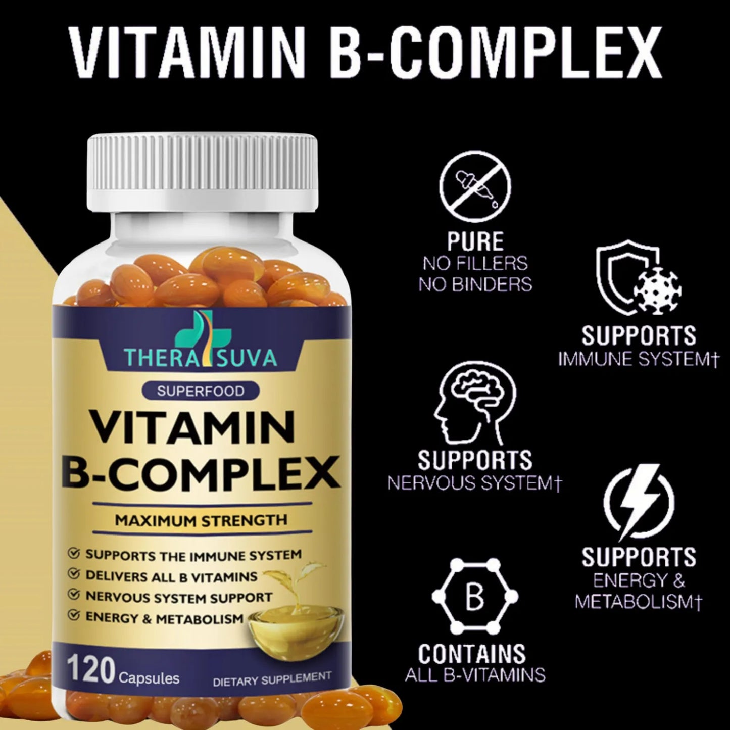 Complejo De Vitamina B Coq10 Vitamina C 120 Capsulas Energia Y Bienestar