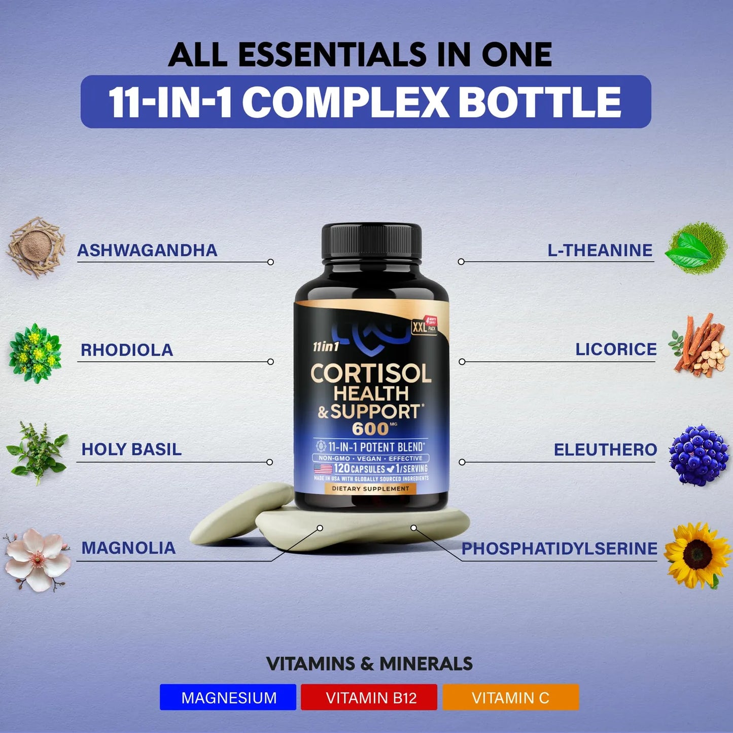 Suplemento De Cortisol Natural Para Mujeres Equilibrio Hormonal Con Ashwagandha Y Vitaminas