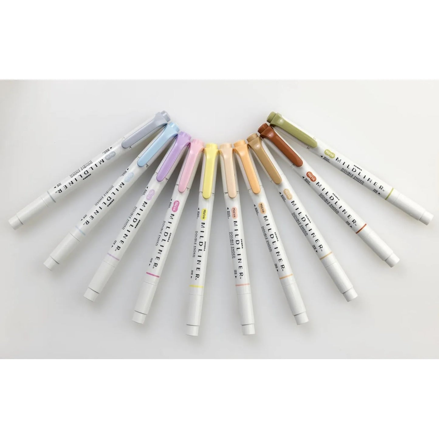 Zebra Pen Mildliner 10 Resaltadores Doble Punta Colores Suaves Sin Traspaso