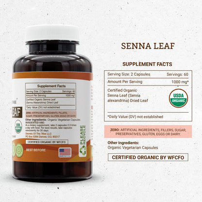 Hoja De Sena Orgánica USDA 120 Cápsulas Veganas Certificadas