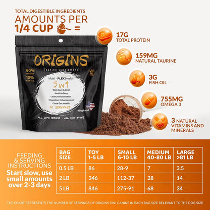 Alimento En Polvo 5 En 1 Para Perros Con Aceite De Pescado Omega 3