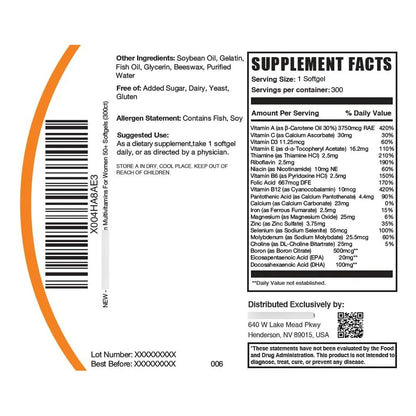 Multivitamínico Para Mujeres 50 Plus Cápsulas Blandas Vitalidad Y Bienestar