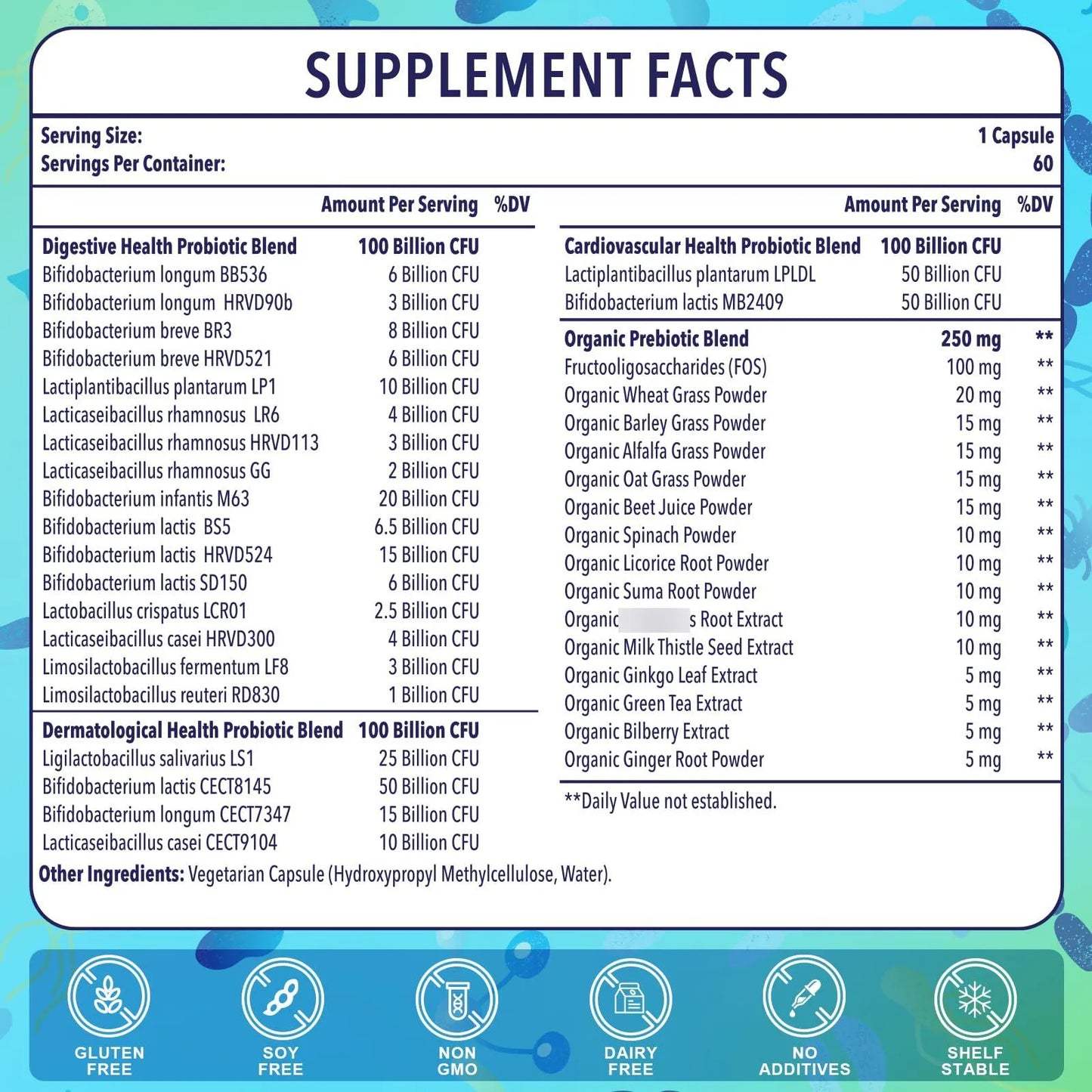 Probióticos 300 Mil Millones UFC 24 Cepas 15 Hierbas Orgánicas Salud Intestinal Y Digestiva