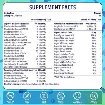 Probióticos 300 Mil Millones UFC 24 Cepas 15 Hierbas Orgánicas Salud Intestinal Y Digestiva