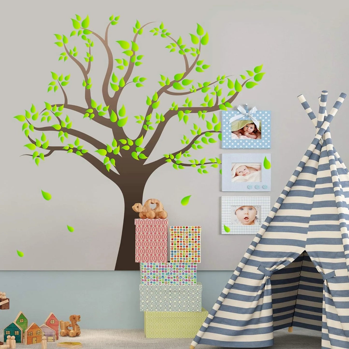 Pegatinas De Pared Arboles Verdes 3D Removibles Decoracion Familiar