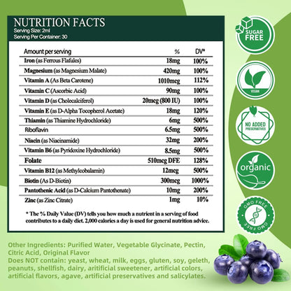 Gotas De Hierro Liquido Para Anemia Con Vitamina C Y B12 Energia Y Vitalidad