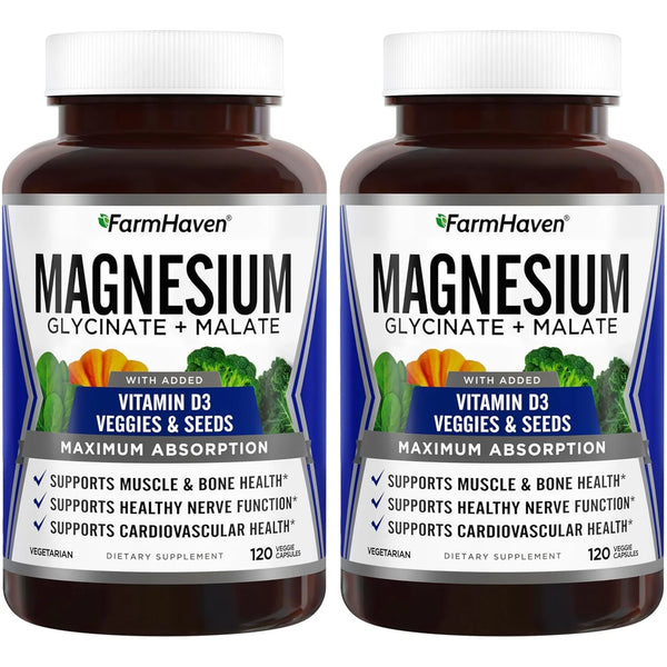 Complejo Glicinato Malato Magnesio Con Vitamina D3 240 Capsulas Salud Osea Muscular