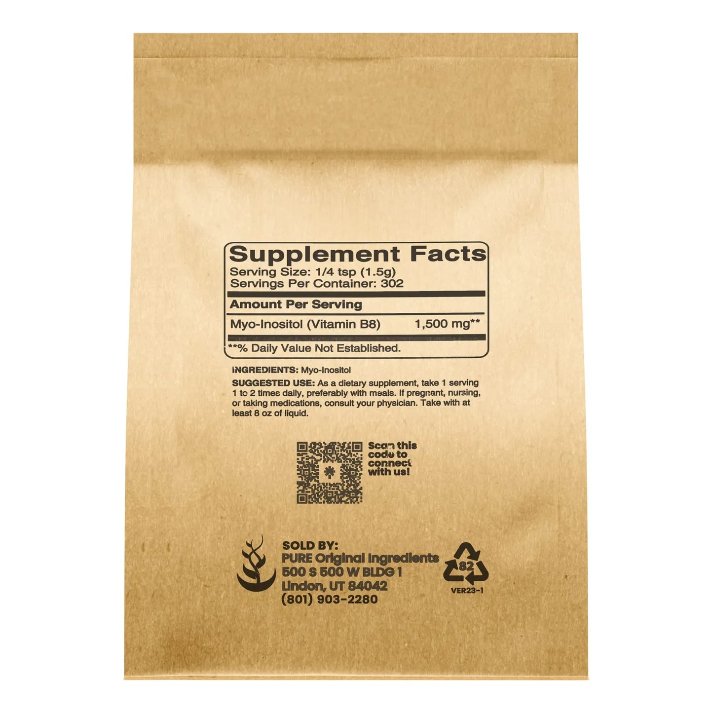 Inositol Vitamina B8 En Polvo 454g Puro Sin Aditivos Apoyo Metabólico Y Bienestar