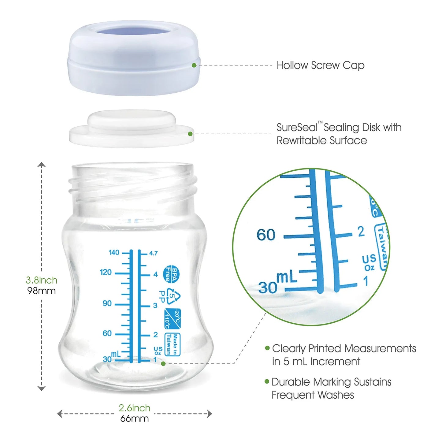 Botella Recolección Leche Boca Ancha 6 Piezas Disco Sellado Compatible Con Spectra Avent