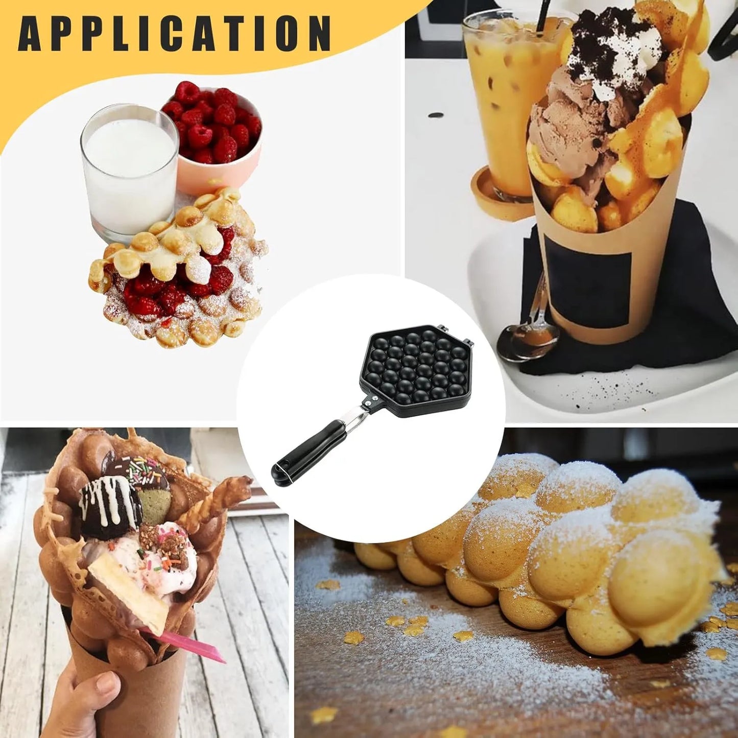 Myfully Bubble Waffle Maker Pan Sartén Antiadherente Para Gofres Perfectos