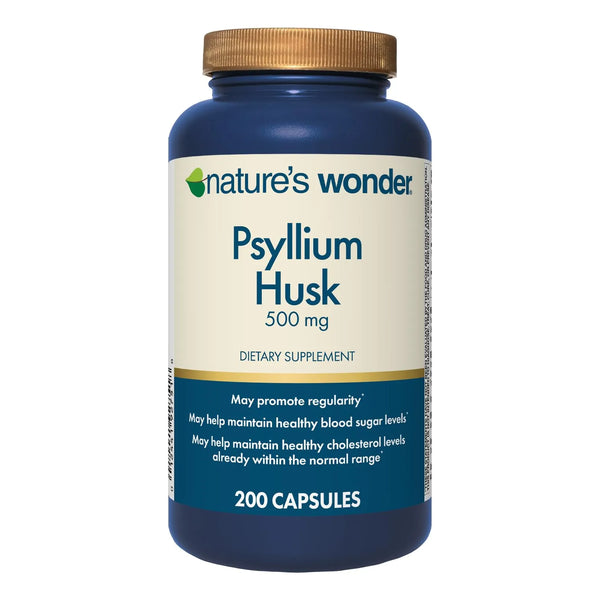 Cápsulas De Cáscara De Psyllium 500 Mg Natures Wonder Salud Digestiva Fibra Vegetal 200 Unidades