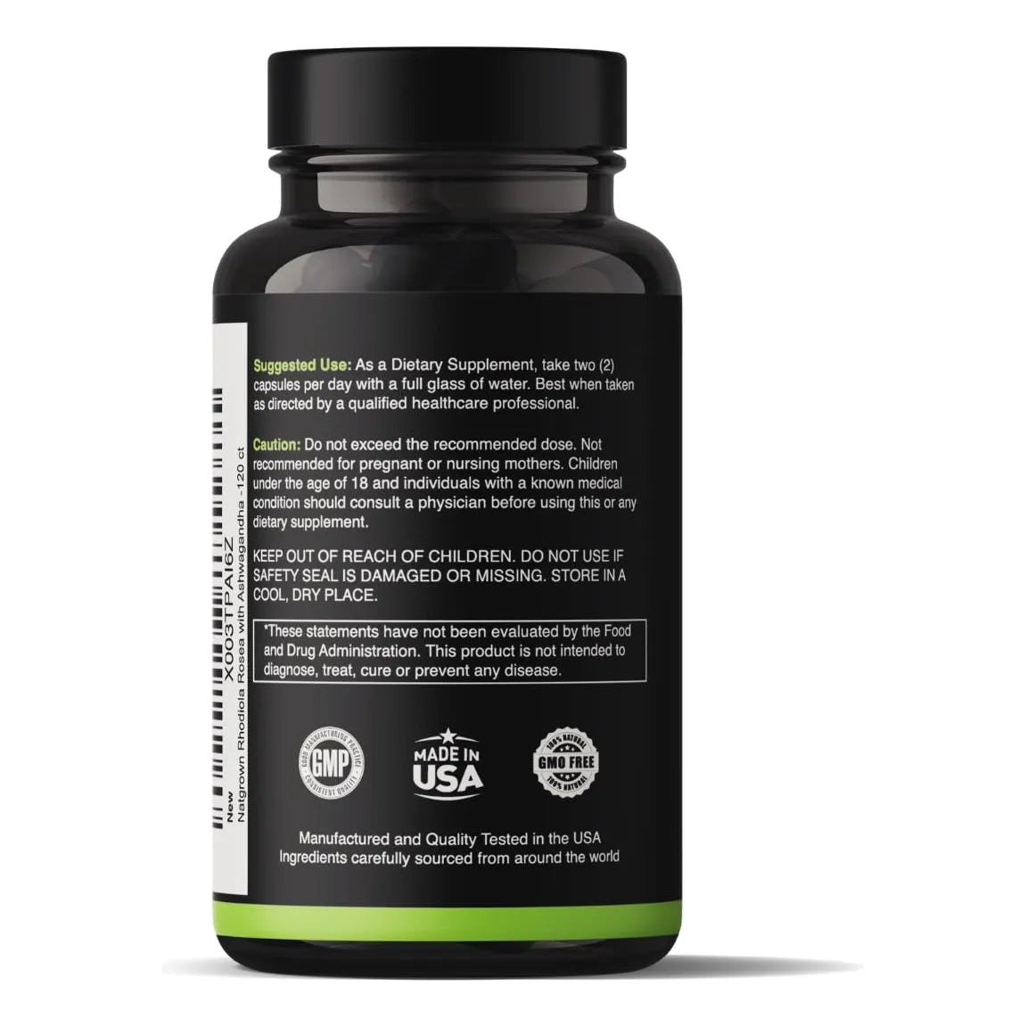 Rhodiola Rosea Ashwagandha Extracto Raíz Cápsulas 120 Unidades Estandarizado 3 Rosavinas