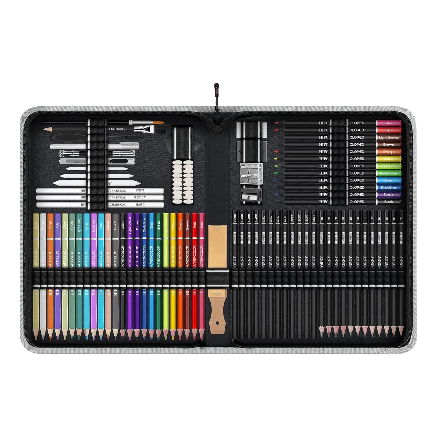 Kit Profesional De Dibujo 100 Piezas Con Cuaderno Y Estuche HIFORNY