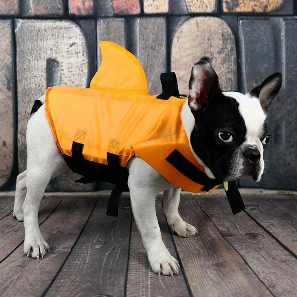 Chaleco Salvavidas Para Perros Ajustable Con Diseño De Tiburón