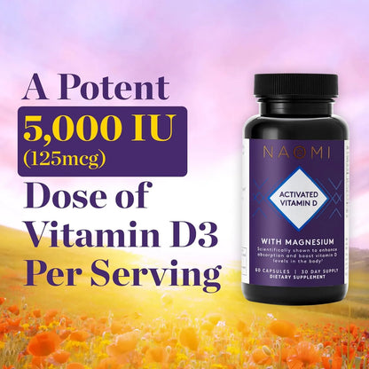 Magnesio Vitamina D3 5000 Ui Huesos Estado Animo 60 Caps Naomi