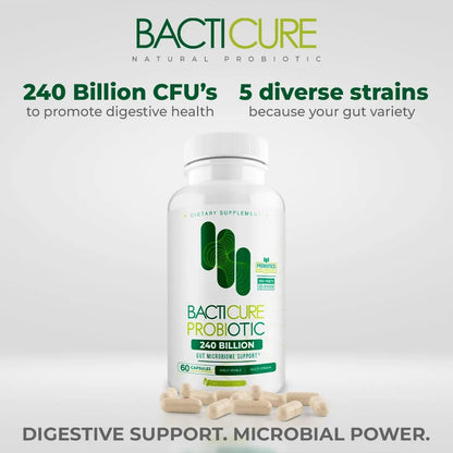 Bacticure 240 Capsulas Formula Probiótica Avanzada Apoyo Digestivo Y Vaginal