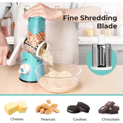 Rallador De Queso Rotativo X Home Con Base De Succion 3 Cuchillas Incluidas