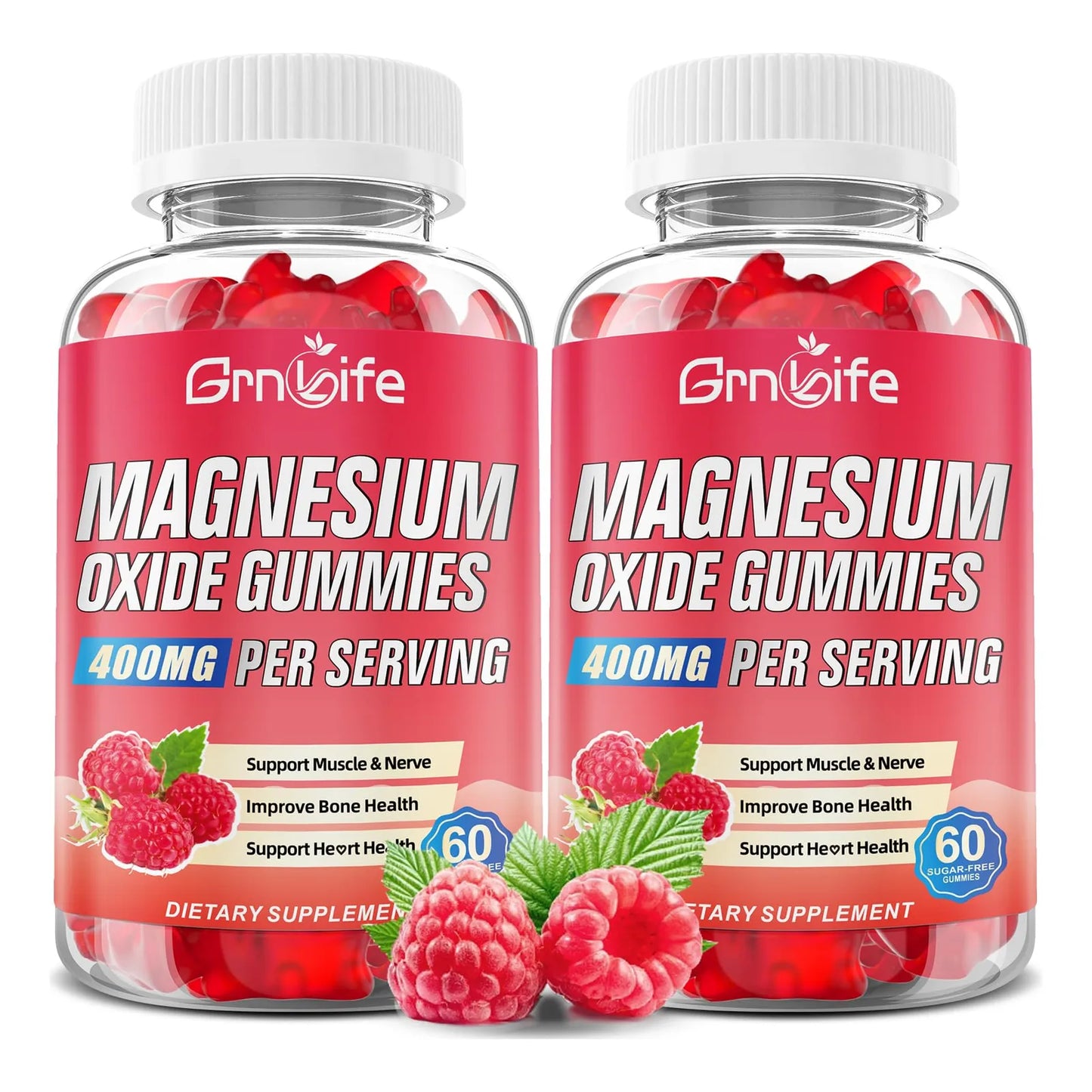 Gomitas Masticables De Óxido De Magnesio 400 Mg Sabor Frambuesa Vegano 60 Unidades