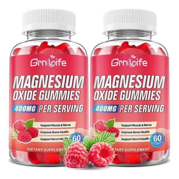 Gomitas Masticables De Óxido De Magnesio 400 Mg Sabor Frambuesa Vegano 60 Unidades