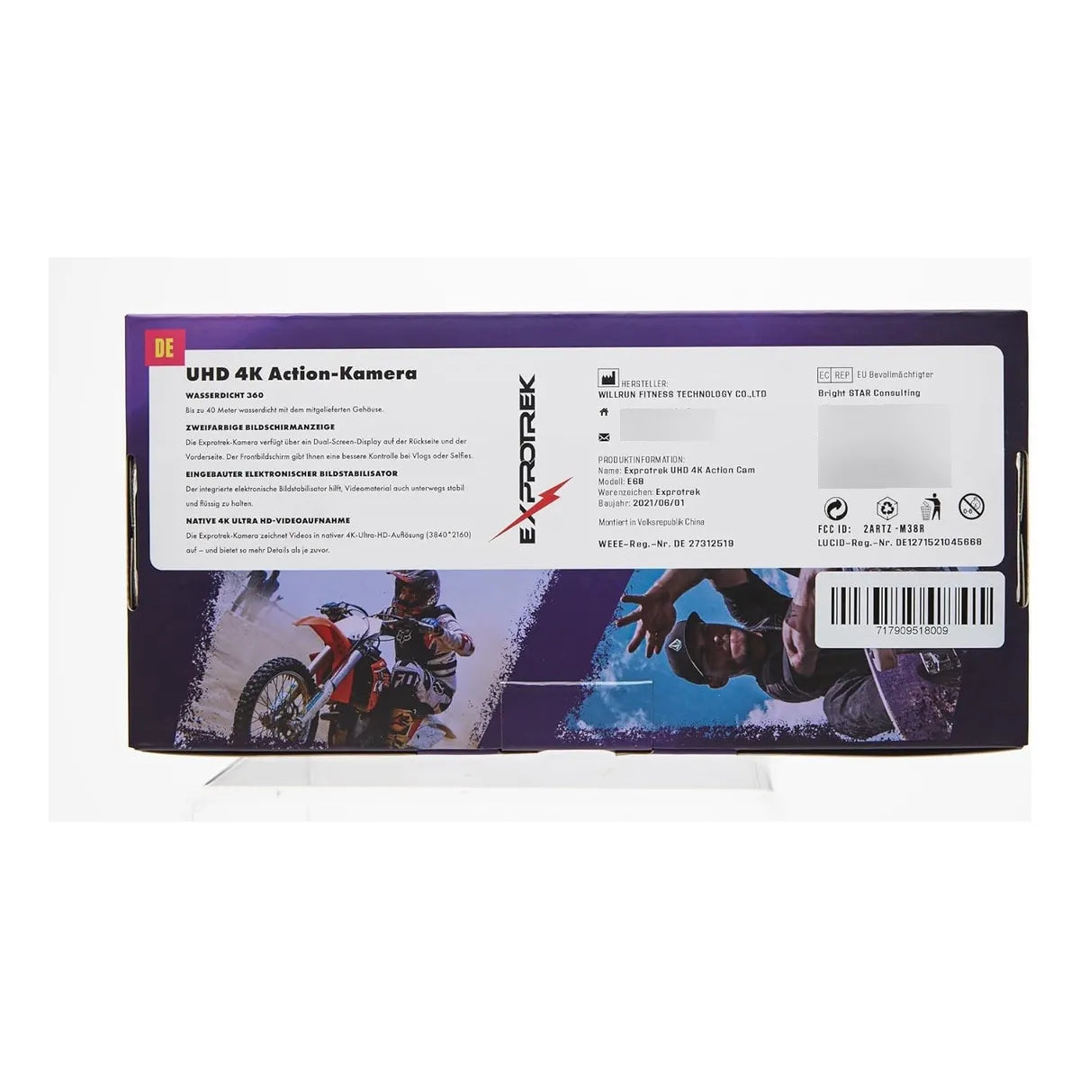 Cámara De Acción Exprotrek 4K Pantalla Táctil Impermeable 131 Pies WiFi