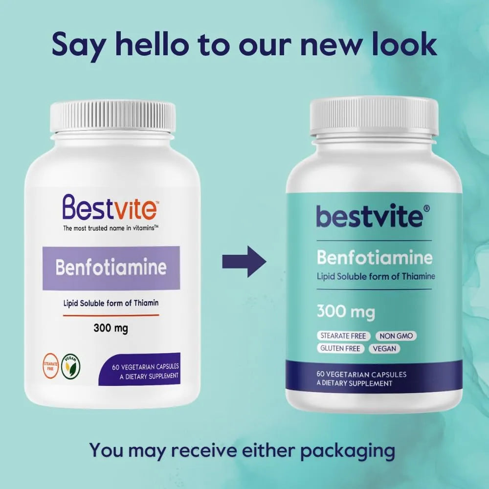 Benfotiamina 300 Mg 180 Cápsulas Veganas Sin Aditivos Dañinos BestVite