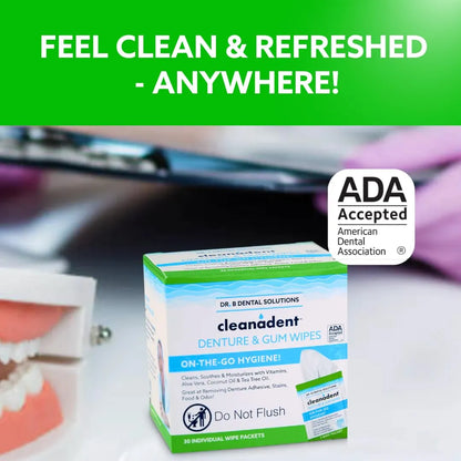 Toallitas Cleanadent Limpieza Profunda Dentaduras Postizas 30 Unidades