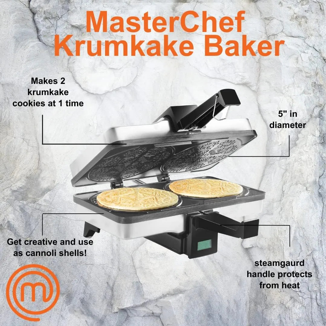 Masterchef Krumkake Baker Horno Electrico Para Galletas Caseras Tipo Pizzelle
