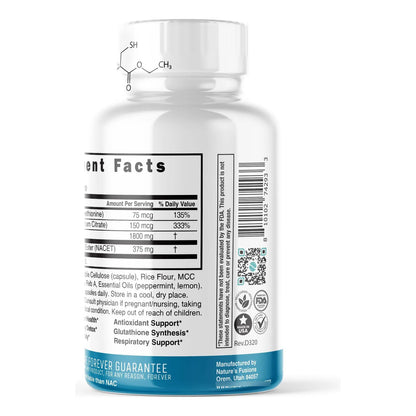 Natures Fusions NAC Ethyl Ester Con Glicina Suplemento Antioxidante Potente 375mg NACET 1800mg