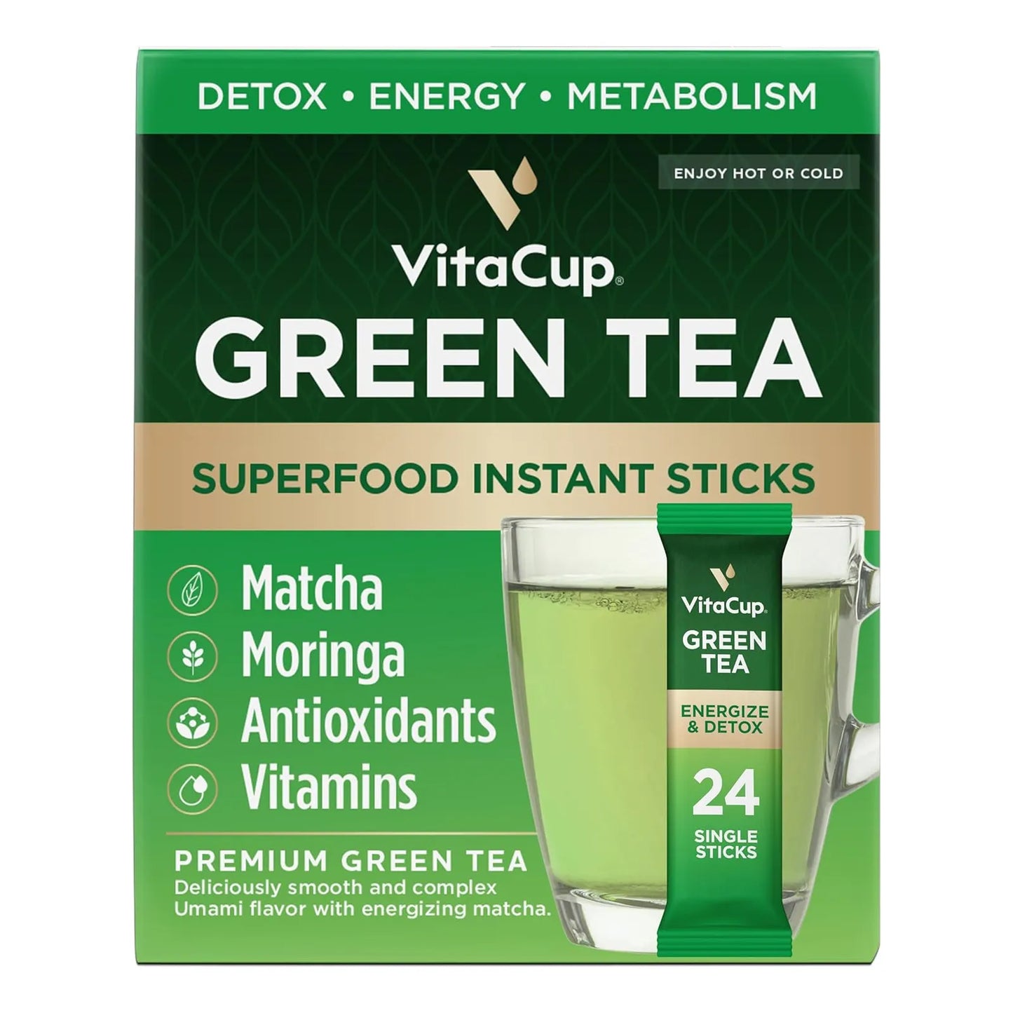 Té Verde Instantáneo Matcha Moringa Energía Y Desintoxicación 24 Sobres