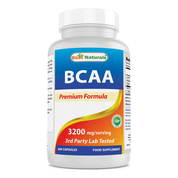 Bcaa Aminoácido Cadena Ramificada 3200 Mg 200 Cápsulas Grado Farmacéutico