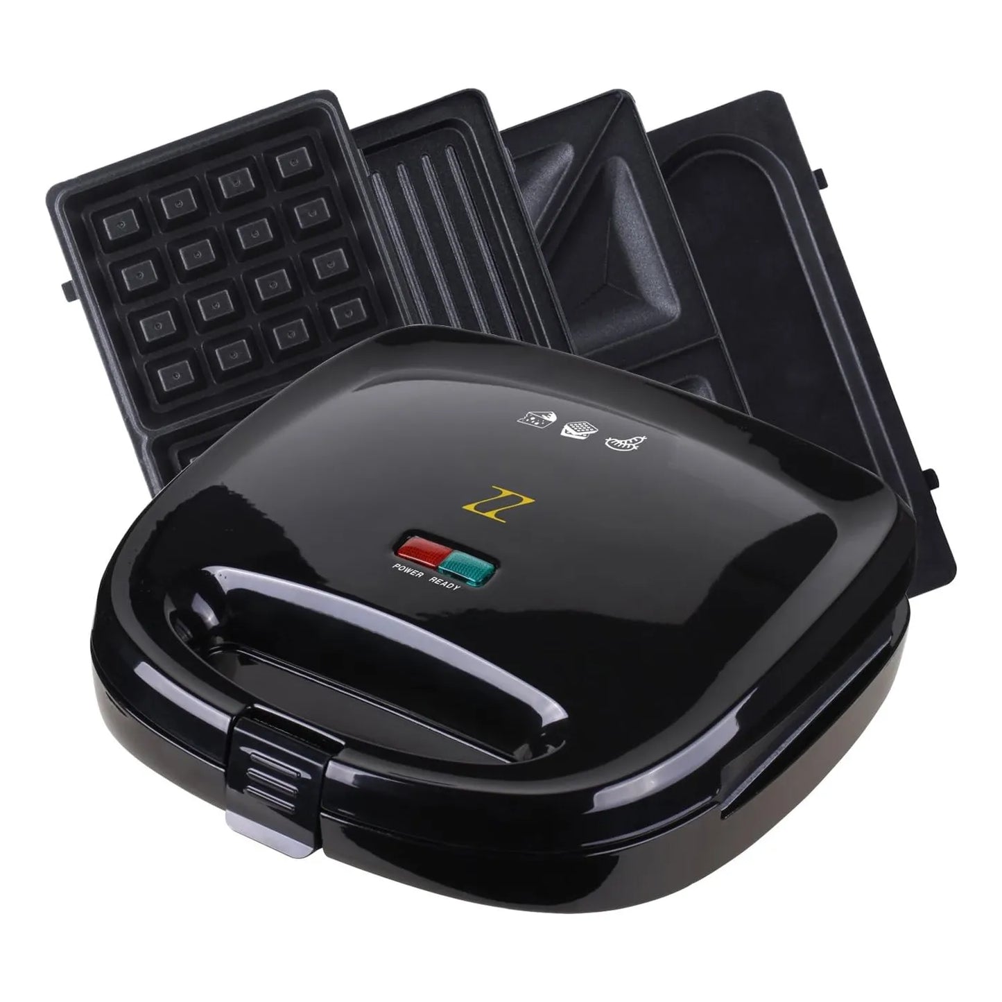 Sandwichera 4 En 1 ZZ S6141A B Para Waffles Tortillas Y Sandwich