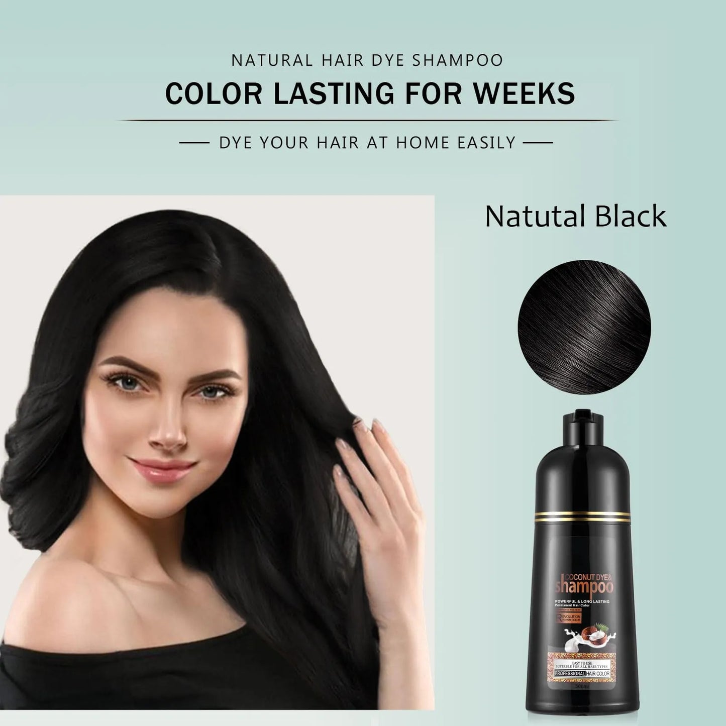 Champú Instantáneo Negro A Base De Hierbras Para Cabello Gris Cobertura En 15 Min