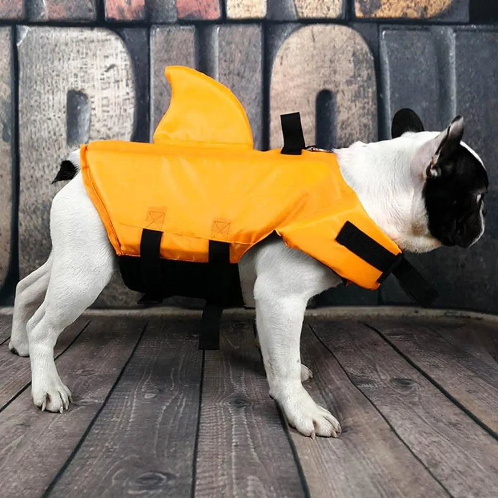 Chaleco Salvavidas Para Perros Ajustable Con Diseño De Tiburón