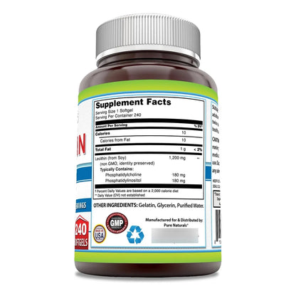 Lecitina De Soja 1200 Mg 240 Capsulas Blandas Sin Omg Ni Gluten
