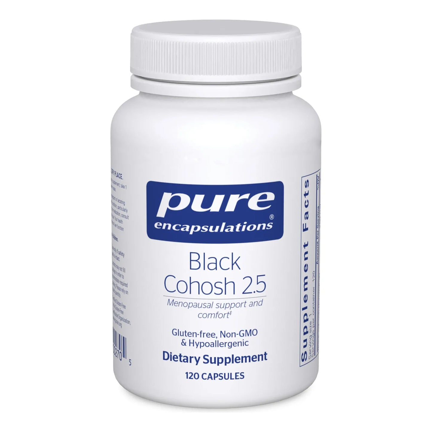 Black Cohosh 2.5 Suplemento Hipoalergénico Para Apoyo Menopáusico 120 Cápsulas