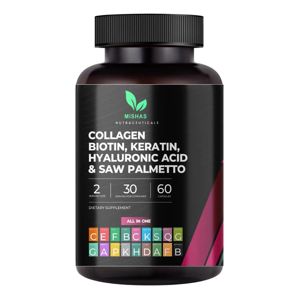 Suplemento Multi Colágeno Biotina Queratina Ácido Hialurónico Crecimiento Cabello Piel Uñas 60 Cápsulas
