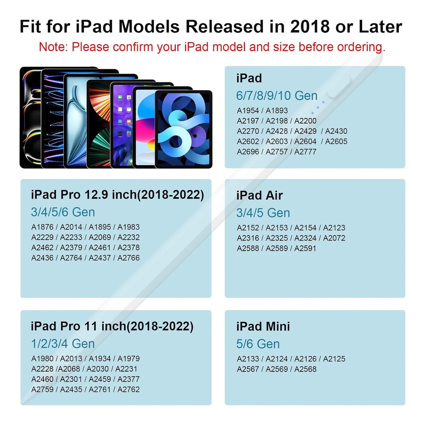 Lápiz Óptico Para iPad Carga Rápida Compatible Con Modelos 2018 2024 Incluye Estuche Y Puntas De Repuesto