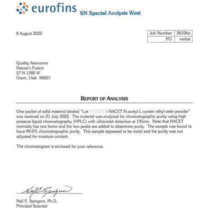 Natures Fusions NAC Ethyl Ester Con Glicina Suplemento Antioxidante Potente 375mg NACET 1800mg