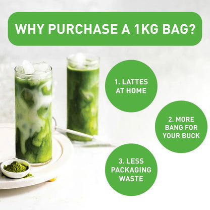 Aiya Polvo De Matcha Endulzado Latte Con Té Verde Japonés Antioxidante 2.2 Lbs